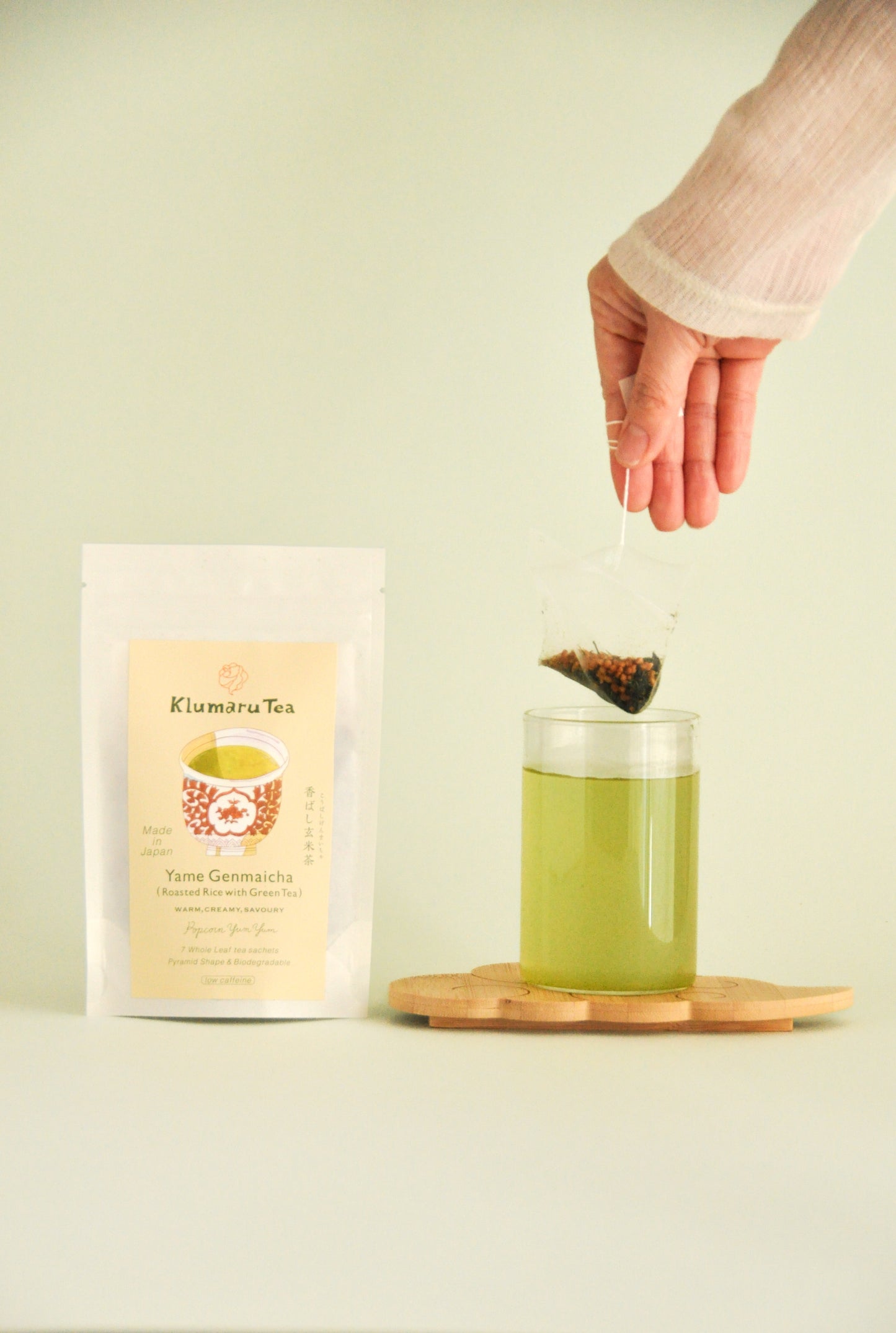 香ばし玄米茶「ポップコーン・ヤムヤム」Yame Genmaicha (Roasted Rice with Green Tea) "POPCORN YUM YUM"